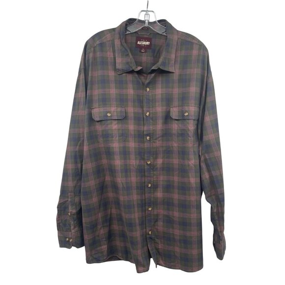 ALESBURY Mens Plaid Button Up Shirt Long Sleeve Green/Multi Size 3XL - Picture 1 of 9